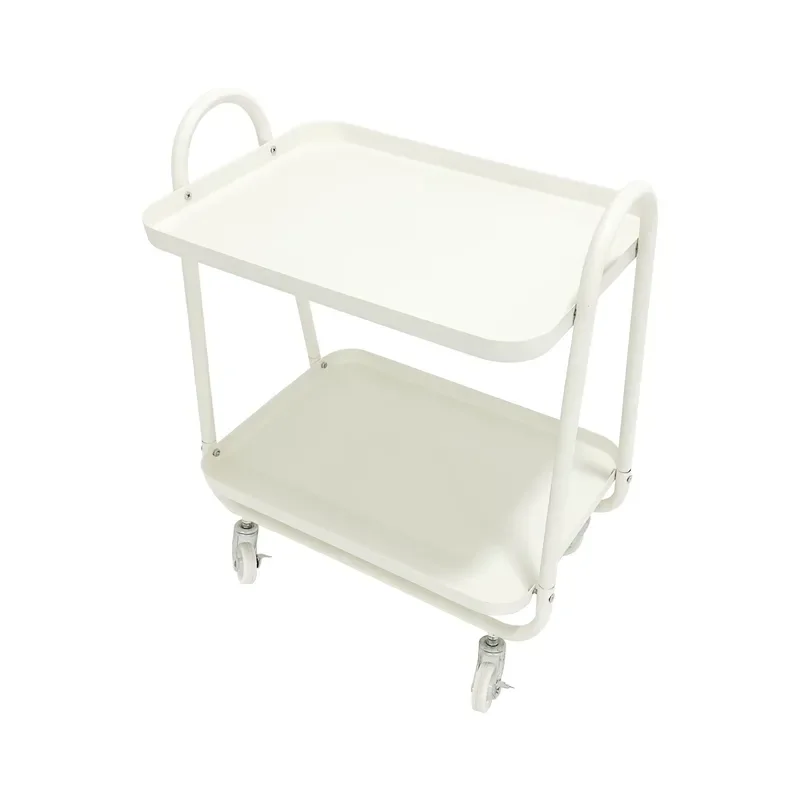 Movable Two Tier Rectangular Kitchen Bathroom Storage Cart with Wheels