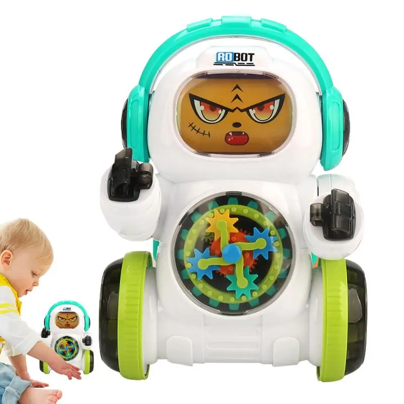 

Rotating Robot Toys Head Rotatable Face-Changing Toy Rolling Cars Pre-Kindergarten Toys For Playground Birthday Gift Early