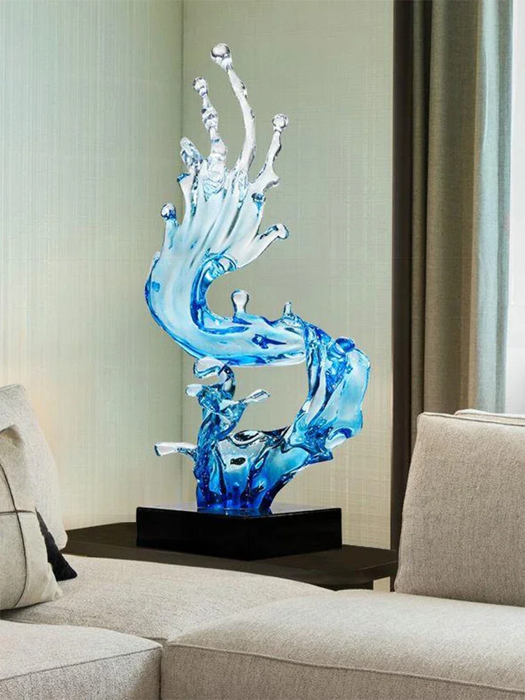 Abstract Art Water Wave Ornament Mall Hotel Lobby Villa Entrance Corridor Living Room Decoration Transparent Resin Sculpture