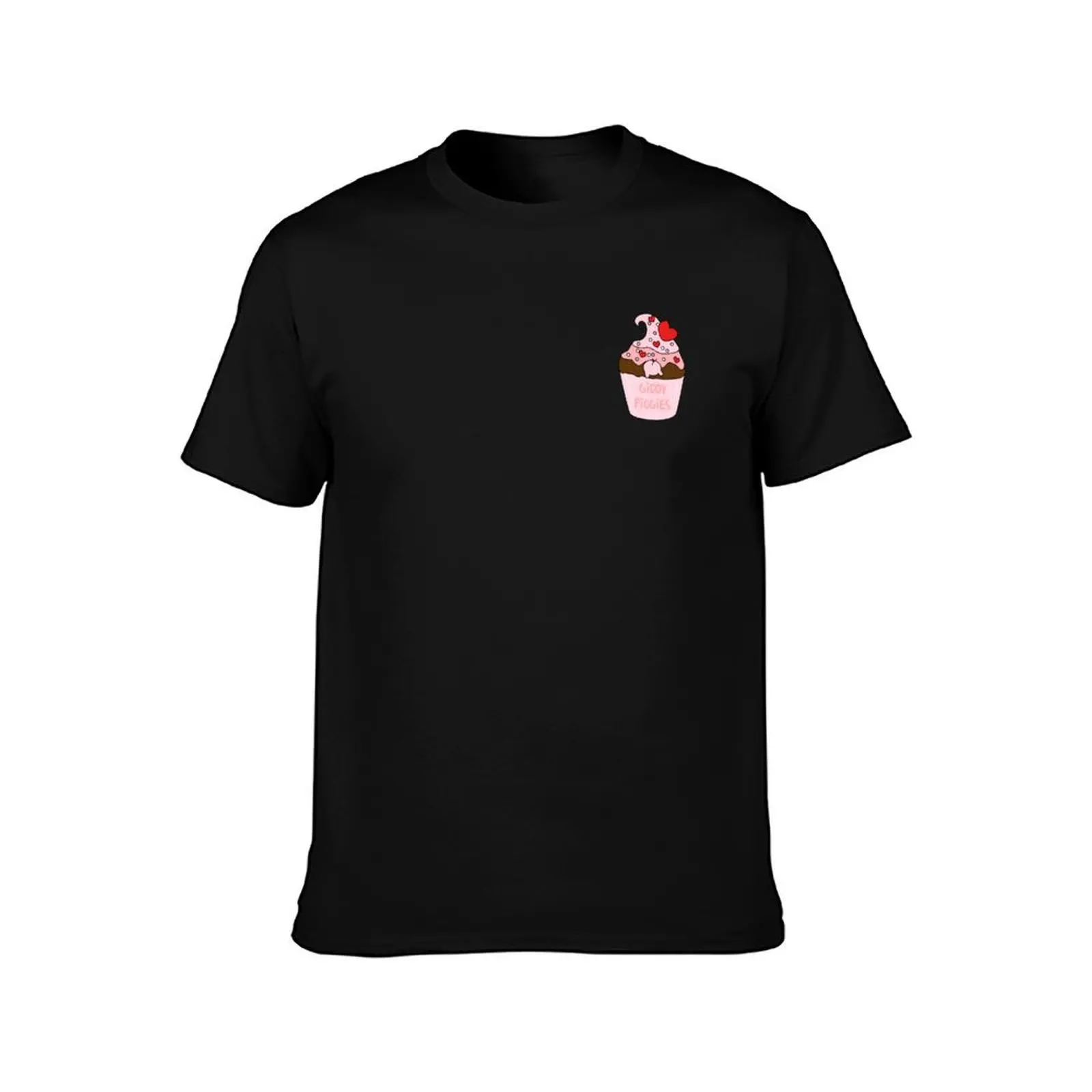 Giddy Piggies Pink Heart Cupcake T-Shirt Summer Casual Cotton Tee Oversized Streetwear Tops Vintage Graphic Print