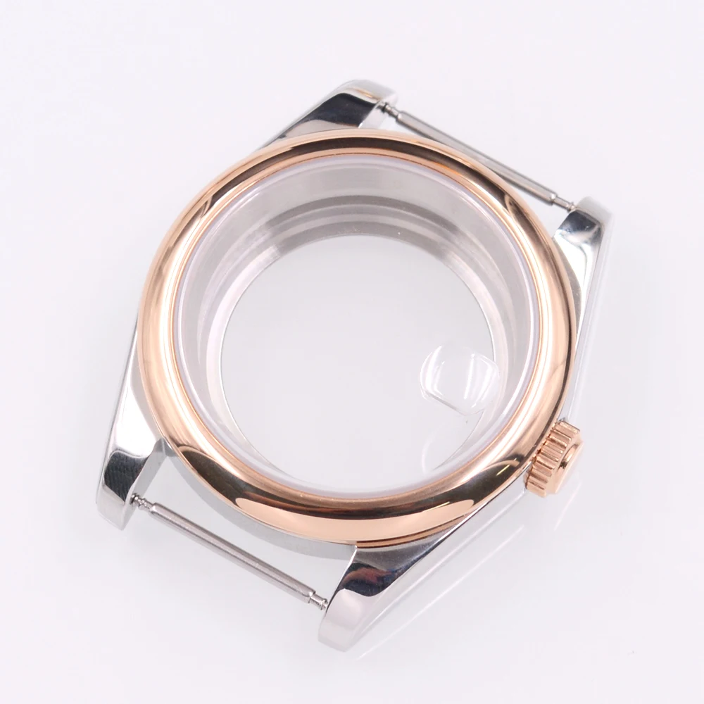 36MM/40MM Sapphire Glass Watch Case  Fit NH34 NH35 NH36 PT5000 ETA2824 2836 Miyota 8215 8205 Movement Silver/Rose Gold