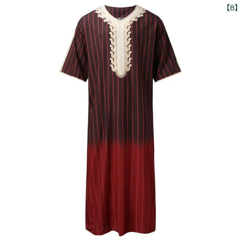 Jubah Muslim 2025 Jubah Islami Harian Pria Musim Panas Jubba Thobe Lembut Pria Jubah Timur Tengah Cetak 3D Longgar Lengan Pendek