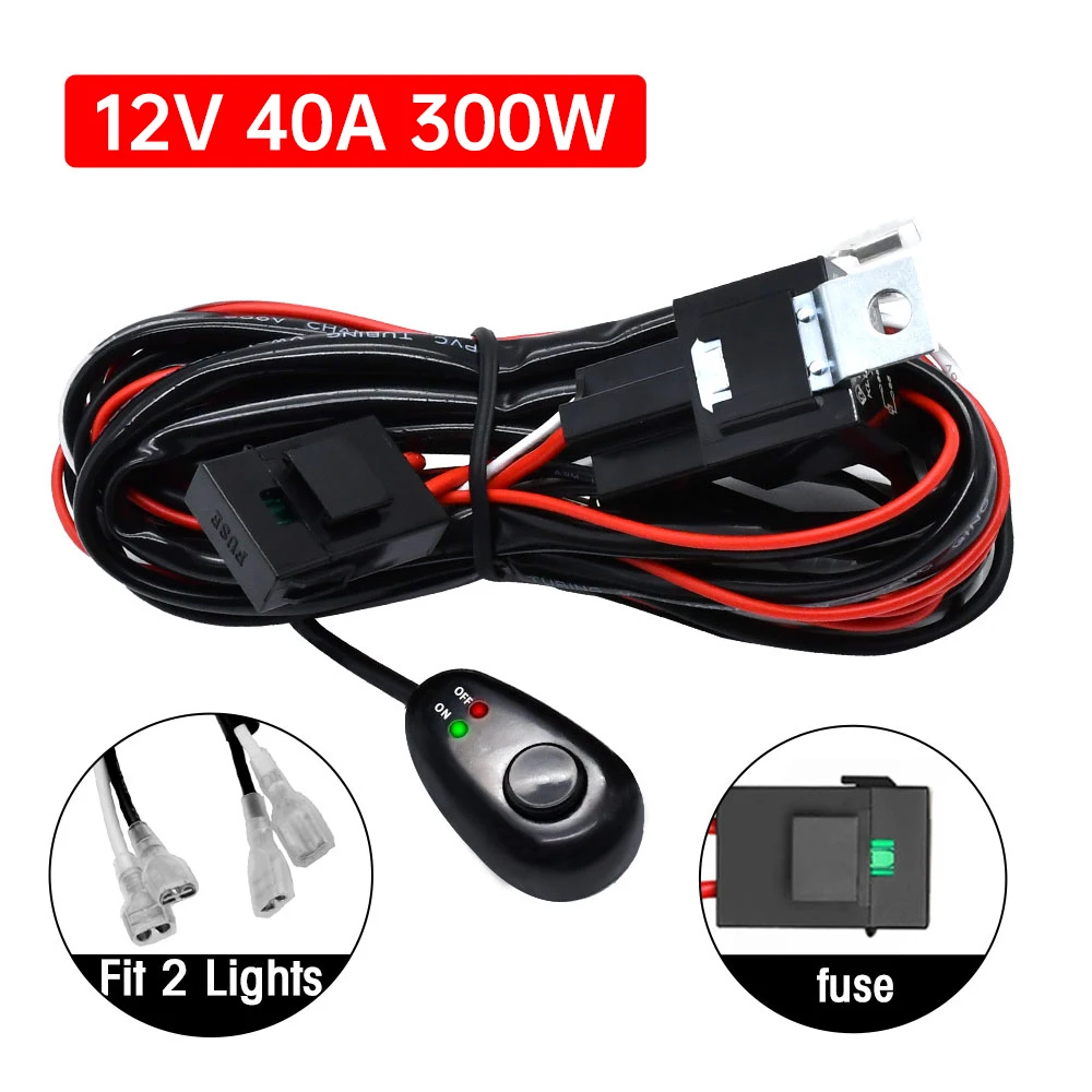 

12V 40A Driving Light Wiring Harness Motorcycles Offroad Headlight DRL Fog Signal Light Relay Switch Universal LED Harness Set