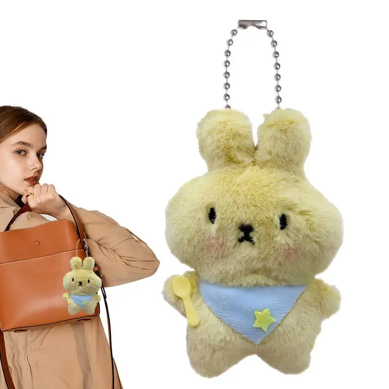 Rabbit Keychain Cute Stuffed Rabbit Key Chain Cartoon Plush Keychain Backpack Charm Keychain Stuffed Dolls Keychain Accessories