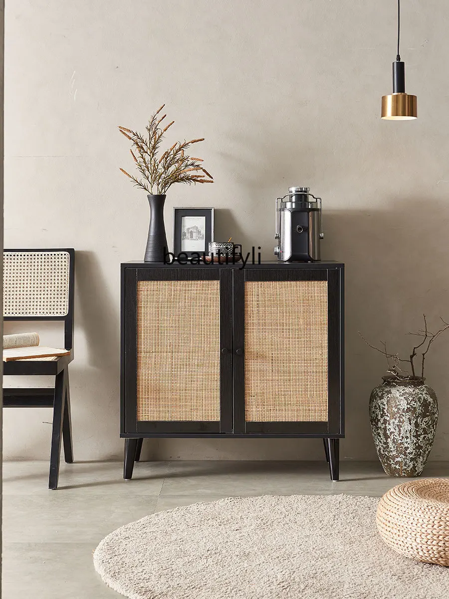 Rattan Side Cabinet Entrance Cabinet Living Room Storage Bowl Cabinet Household Bedroom Rattan Wall Cabinet