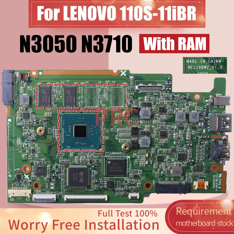 For LENOVO 110S-11iBR Laptop Motherboard NE116BW2-V1.0 SR2KN N3050 SR2KL N3710 With RAM 5B20M53679 5B20M53691 Notebook Mainboard