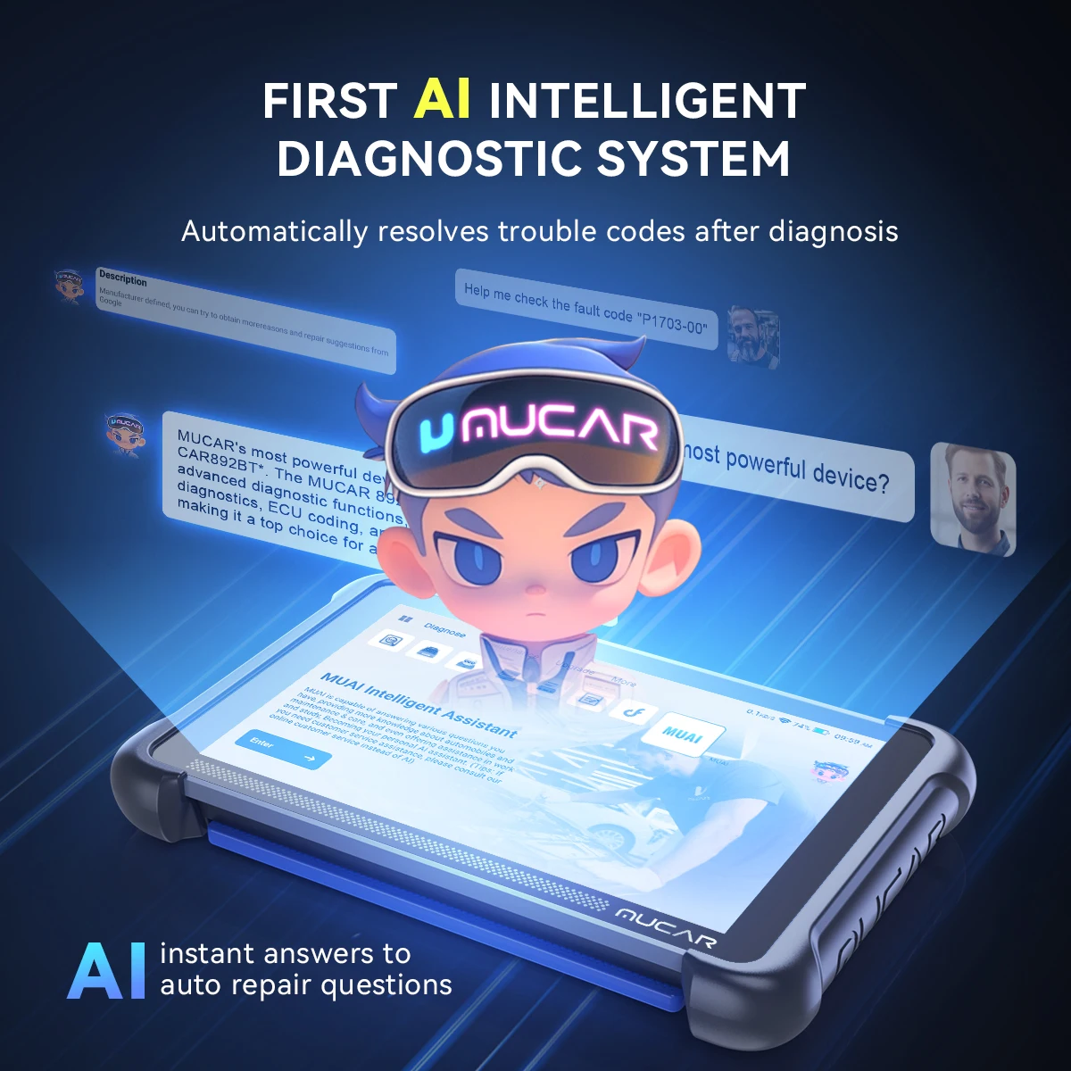 MUCAR 892BT AI Diagnostic Tools CANFD OBD2 Scanner Full System DOIP Automotive Tool ECU Coding 35 Reset Lifetime Free Update