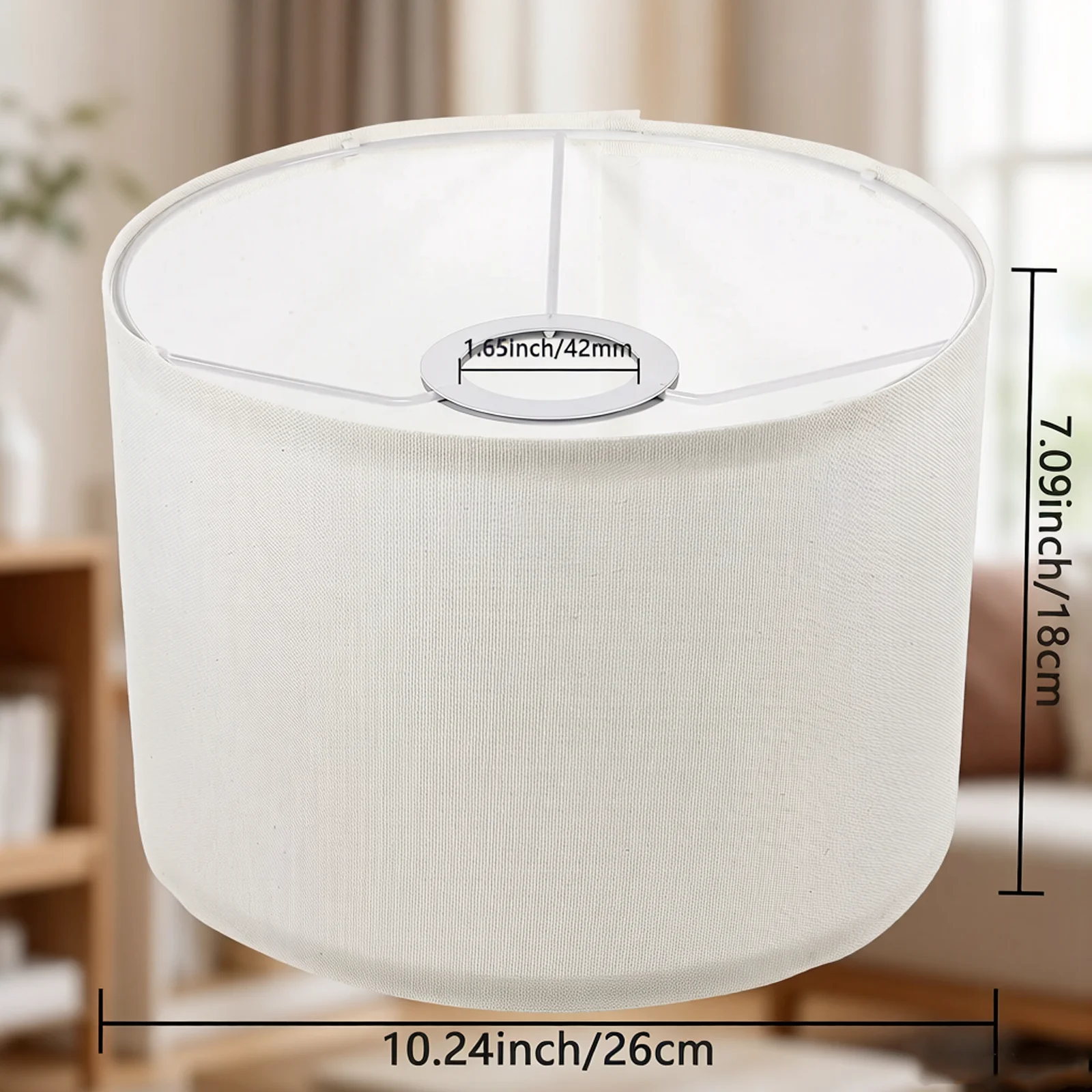 Linen Drum Lamp Shade for Table Lamps & Floor Lamp, Easy Assembly Fabric Lampshade, Soft Diffused Light for Living Room, Bedroom