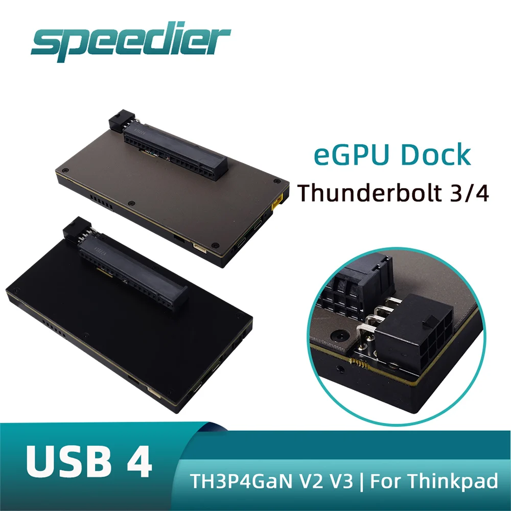 

TH3P4 GaN V2 Thunderbolt 3 4 USB4 External GPU Dock Portable PCIe X16 EGPU Adapter PD 85W Fast Charging for Laptop Video Editing