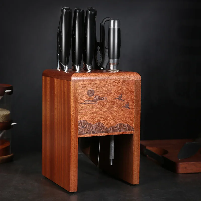

Ebony Wood Knife Holder Chef Utility Paring Slicing Knives Storage Block Restaurant Kitchen Knife Rack 11 Hole Knife Stand Tools