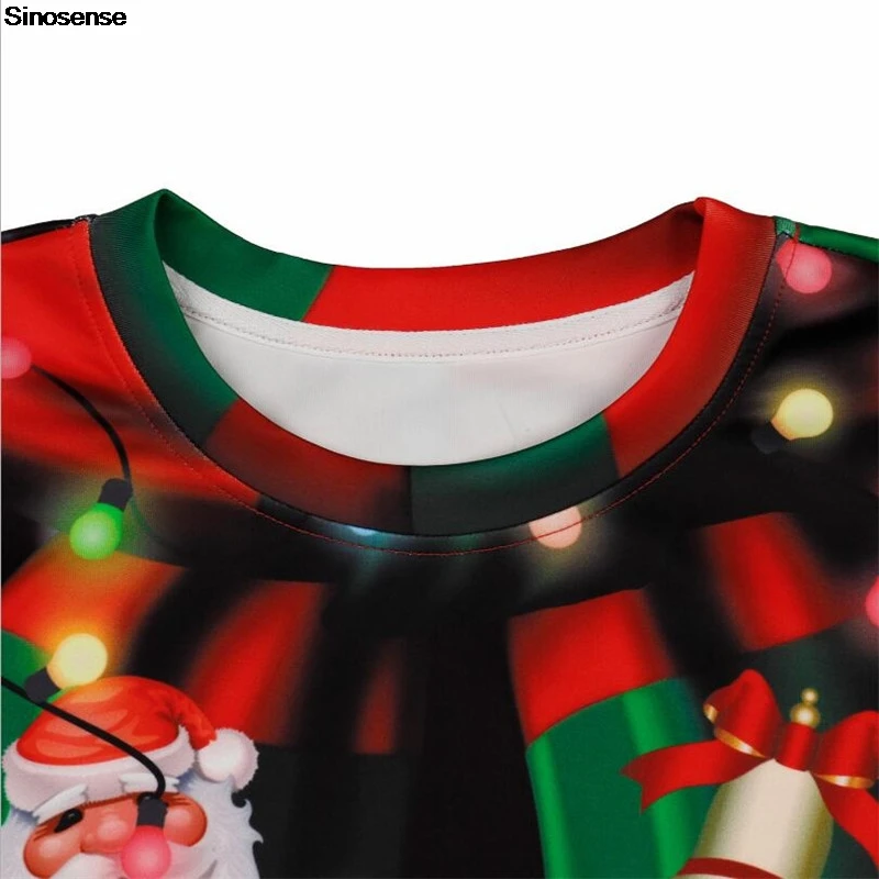 Men Women Tacky Xmas Sweatshirt 3D Funny Print New Year Eve Holiday Party Jumper Tops Couple Pullover Ugly Christmas Sweater