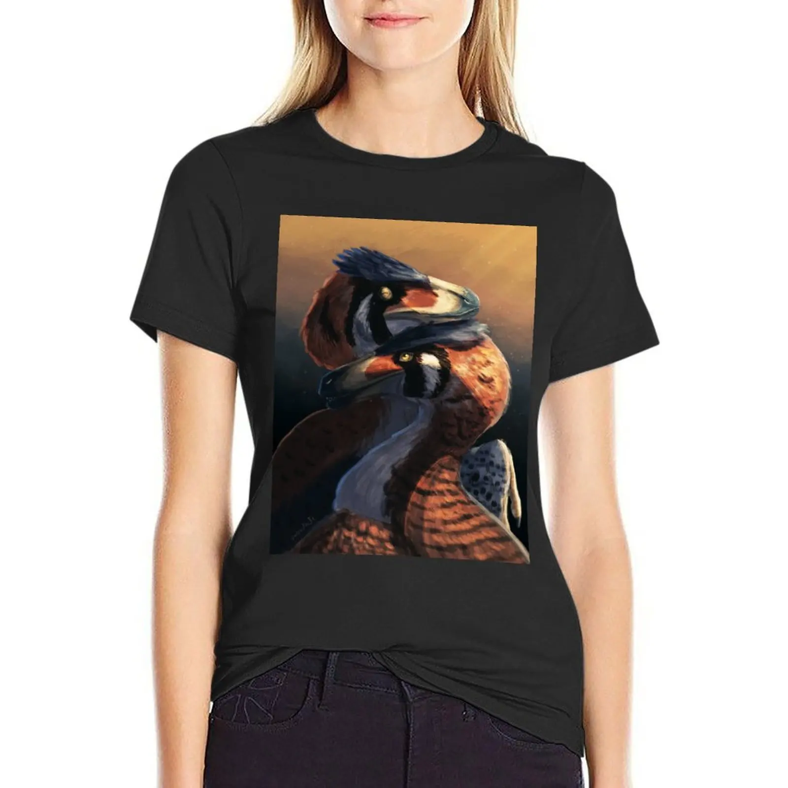 Raptor in love T-Shirt lady clothes Blouse t shirt Women