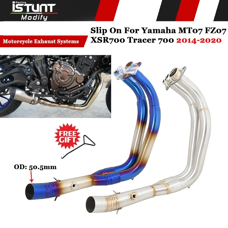 Motorcycle Exhaust Escape Systems Slip On For Yamaha MT07 FZ07 XSR700 Tracer 700 2014-2020 Modify Front Link Pipe Connect 51mm