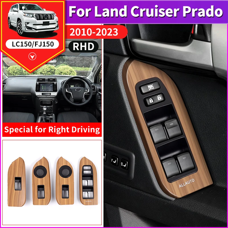 

Car Window Glass Lift Button Panel Modification, Suitable for 2010-2023 Toyota Land Cruiser Prado 150 Lc150 Internal Accessory