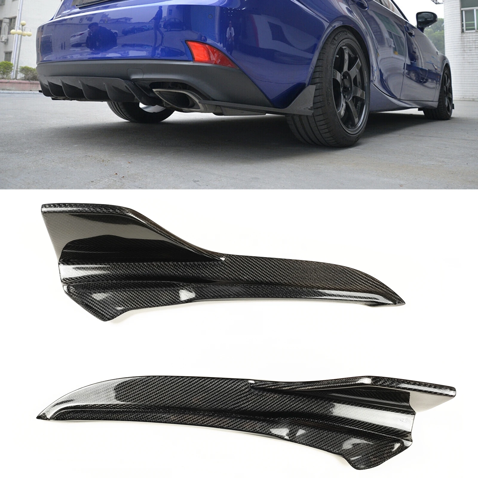 

For LEXUS IS IS200t IS250 IS300 IS350 F Sport Sedan 2017-2019 4 Door Rear Bumper Side Cover Splitter Lip Carbon Fiber Spoiler