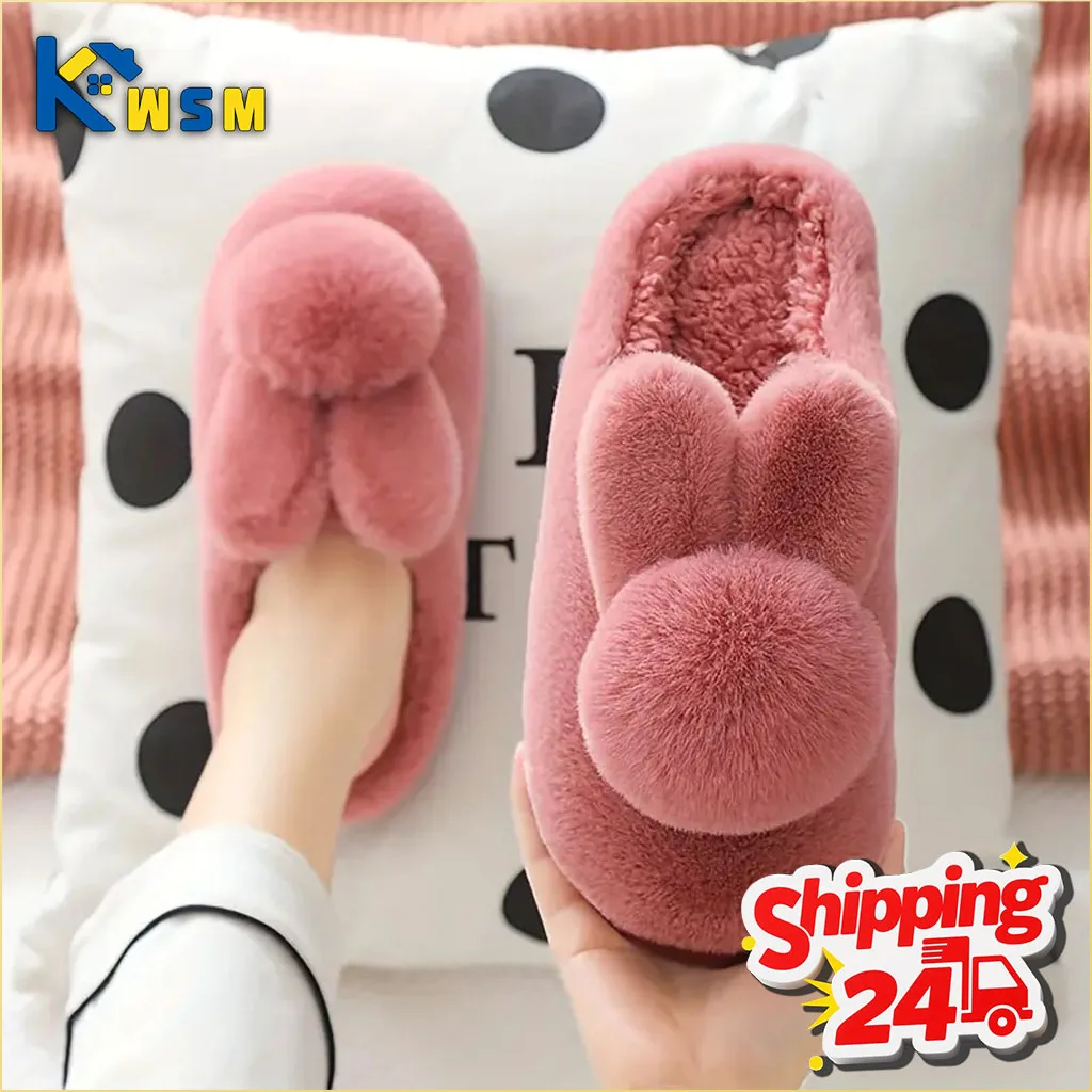 

Женские плюшевые зимние тапочки на толстой подошве, нескользящие уютные домашние/наружные тапочки, милый дизайн для пар, идеально подходит для домашнего использования