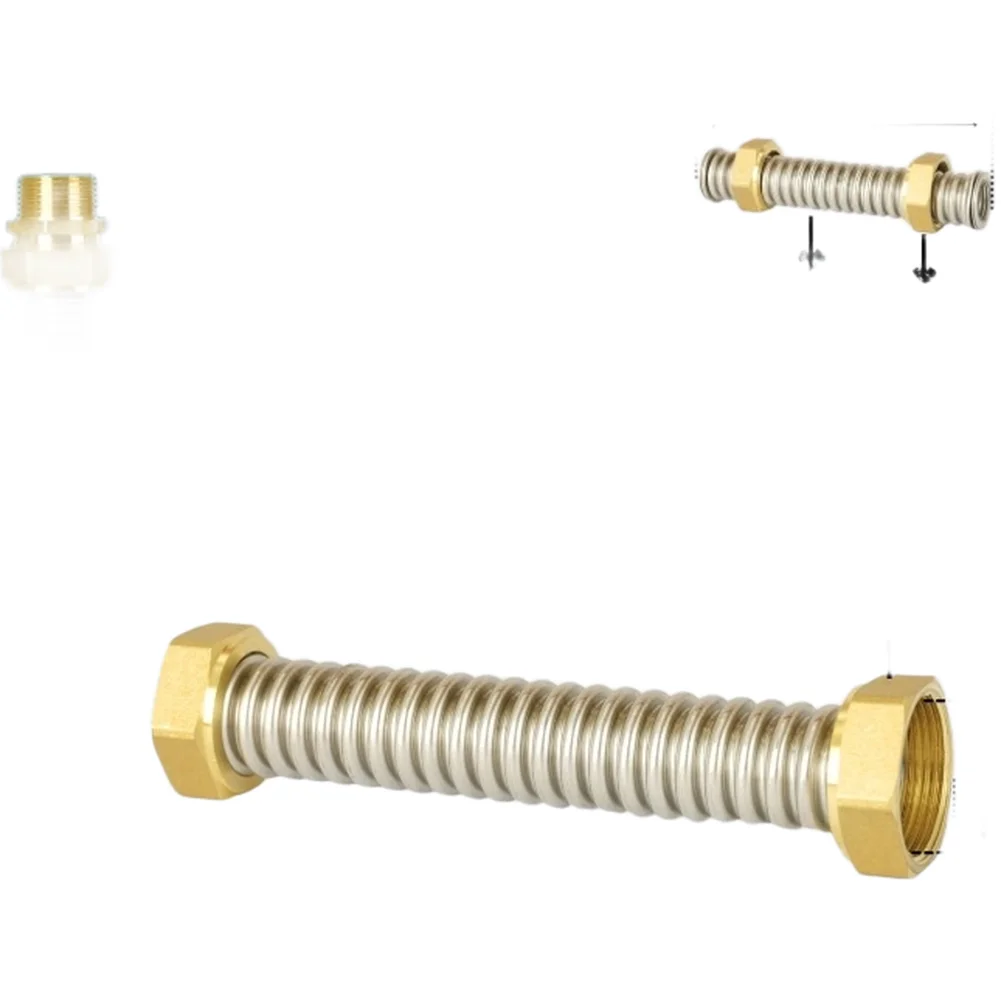 304 Stainless Steel Flexible Metal Hose with Fine Thread for AC Copper Pipe Connections HVAC Installation 15x5x5cm