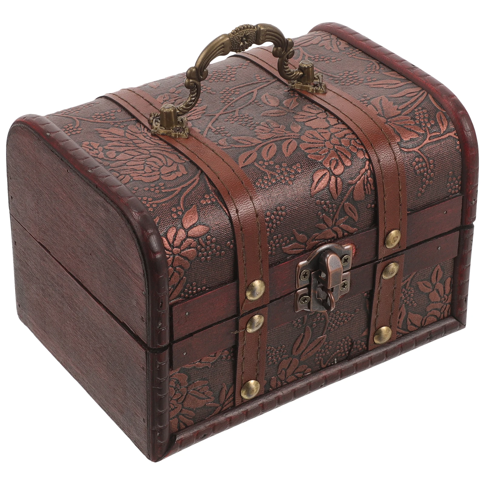 

Wooden Storage Box Trinkets with Organiser Retro Treasure Chest Jewelry Organizer for Women Lock Travel