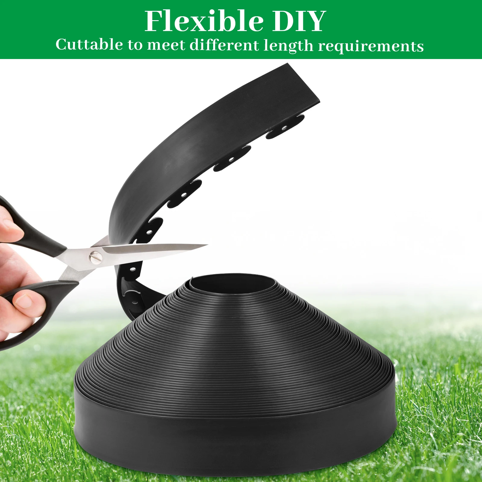 PE Garden Landscape Edging, 4 Inch Tall Lawn Edging No Dig, Landscape Edging Border with Spikes, Lawn Edging Roll Kit for Garden Flower Beds Yards
