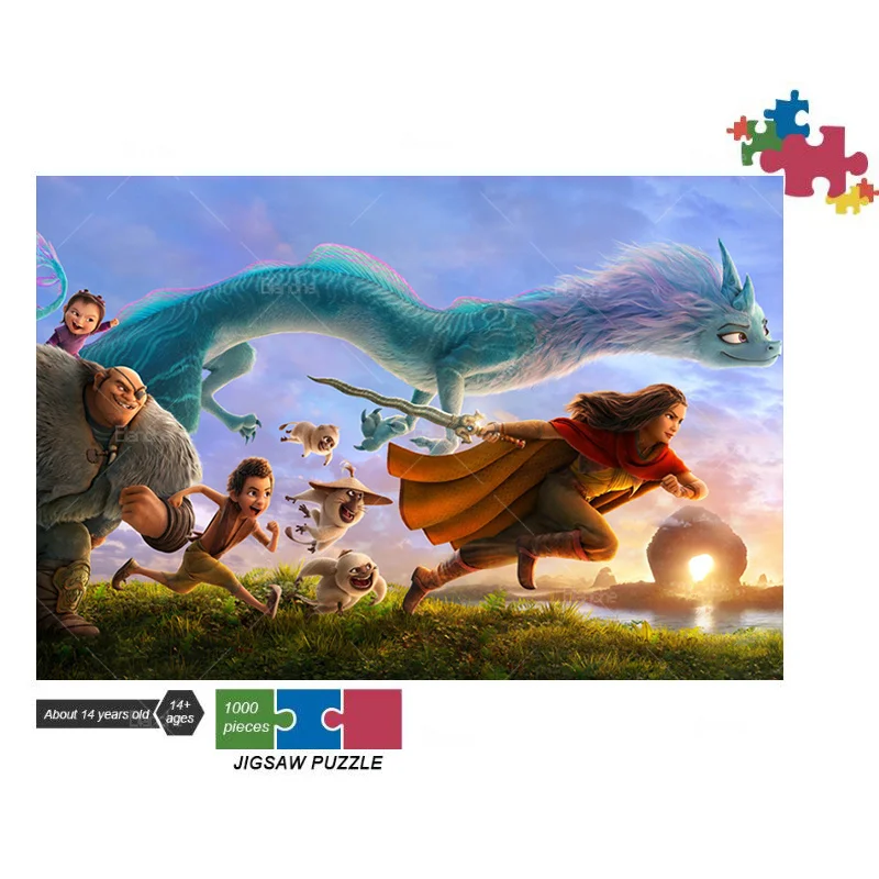 Disney Raya And The Last Dragon Movie Poster 35 300 500 1000Pcs Cartoon Wooden Paper Girls Jigsaw Puzzle Realxing Easy Time Game