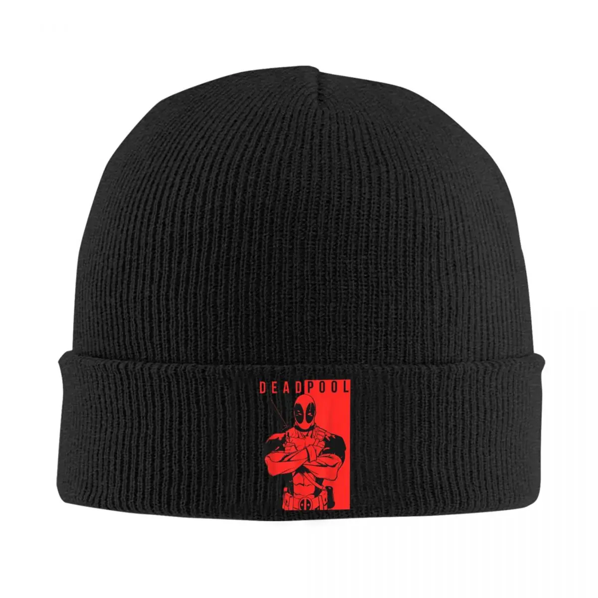 Deadpool Two-Toned Portrait Graphic Knitted Hat Women's Men's Beanie Autumn Winter Hats Acrylic Warm Cap