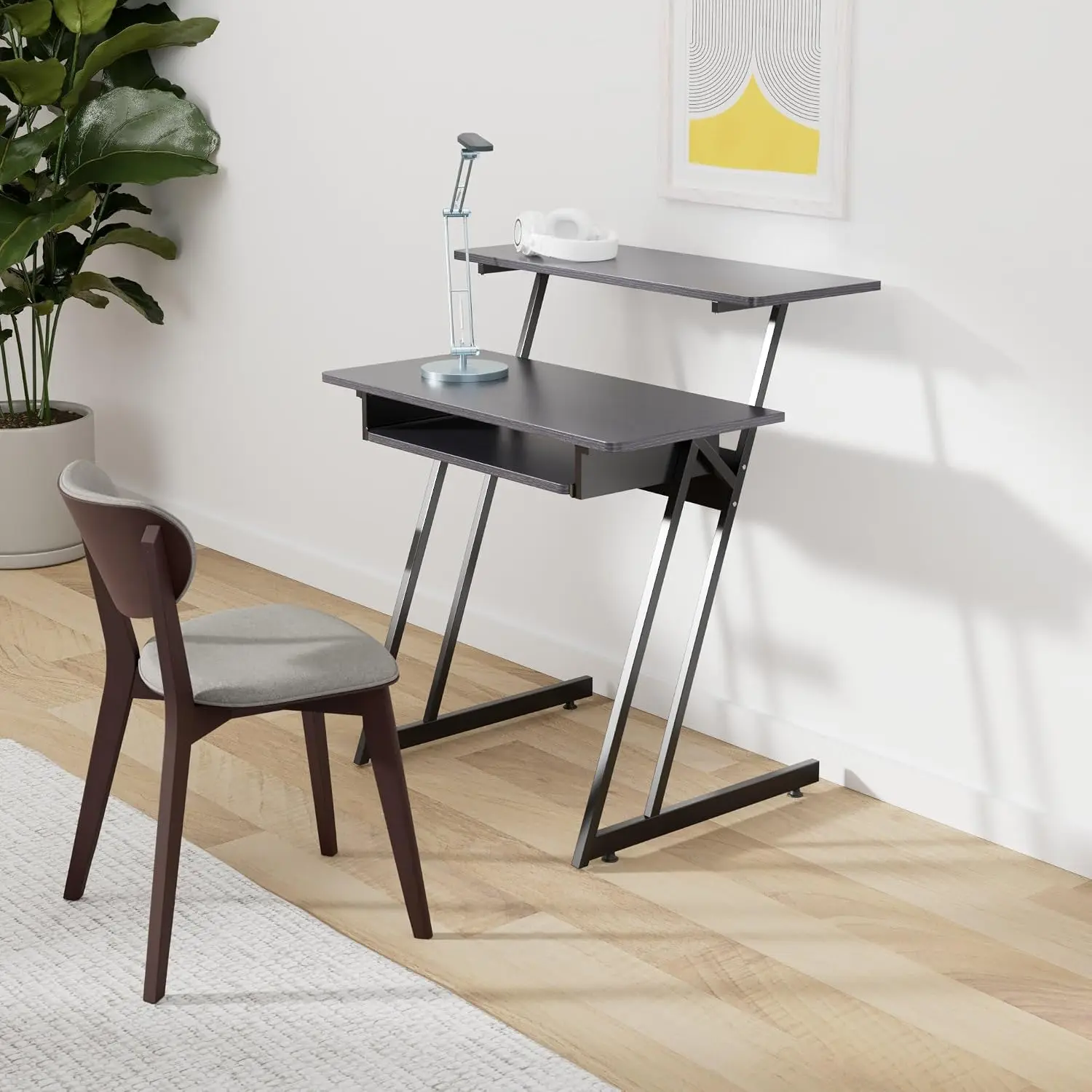 Recording Studio Desk - with Raised Platform and Keyboard Tray, Black - Stage Right
