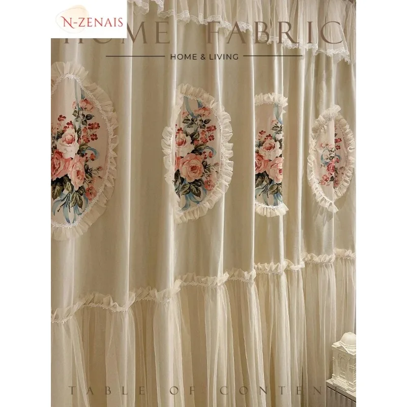 French Romantic Pastoral Cream Princess Luxury Curtains for Living Room Bedroom Dining Lace European Embroidered Tulle Window