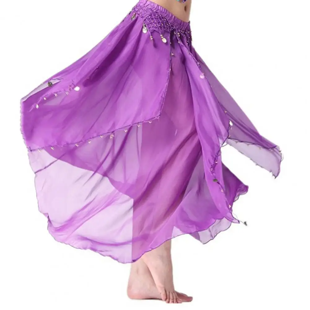 Folk Dance Rok Elegante Gelaagde Chiffon Rok Sprankelend Met Lovertjes Versierde Folk Dance Performance Kleding Voor Vrouwen