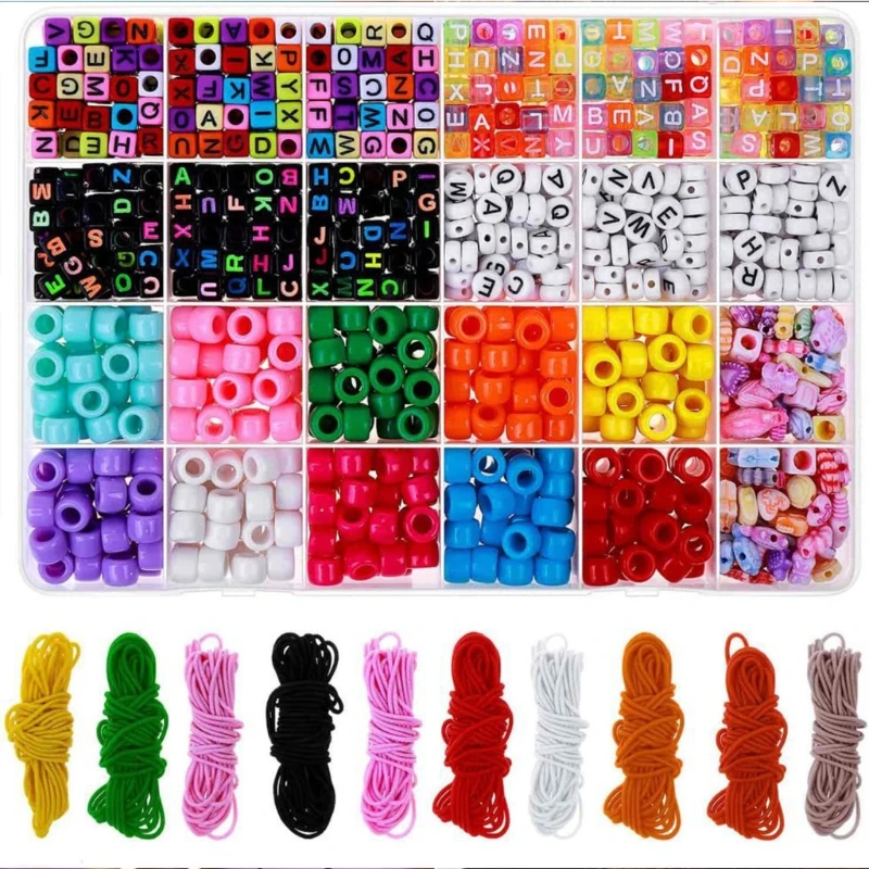 Beads Clearly Letters for Pony Beads with Storage Box for Children