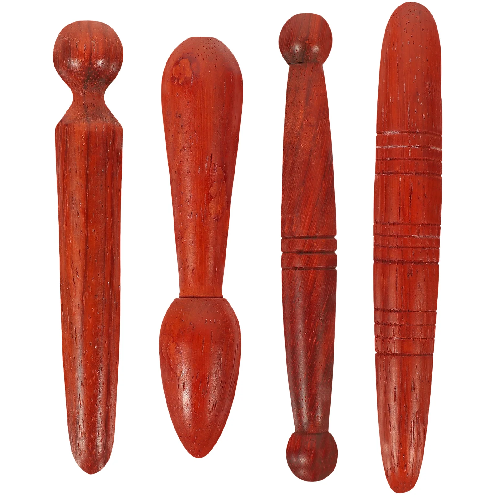 

4 Pcs Scroll Wheel Acupuncture Stick Feet Massager Facial Rollers Wooden Body Pen Acupressure Tools