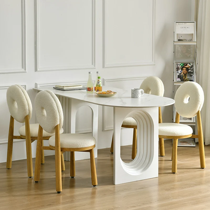 QueService-Ensemble de table à manger avec 4 chaises, table d\'appoint en élasthanne, dossier multifonctionnel pour café