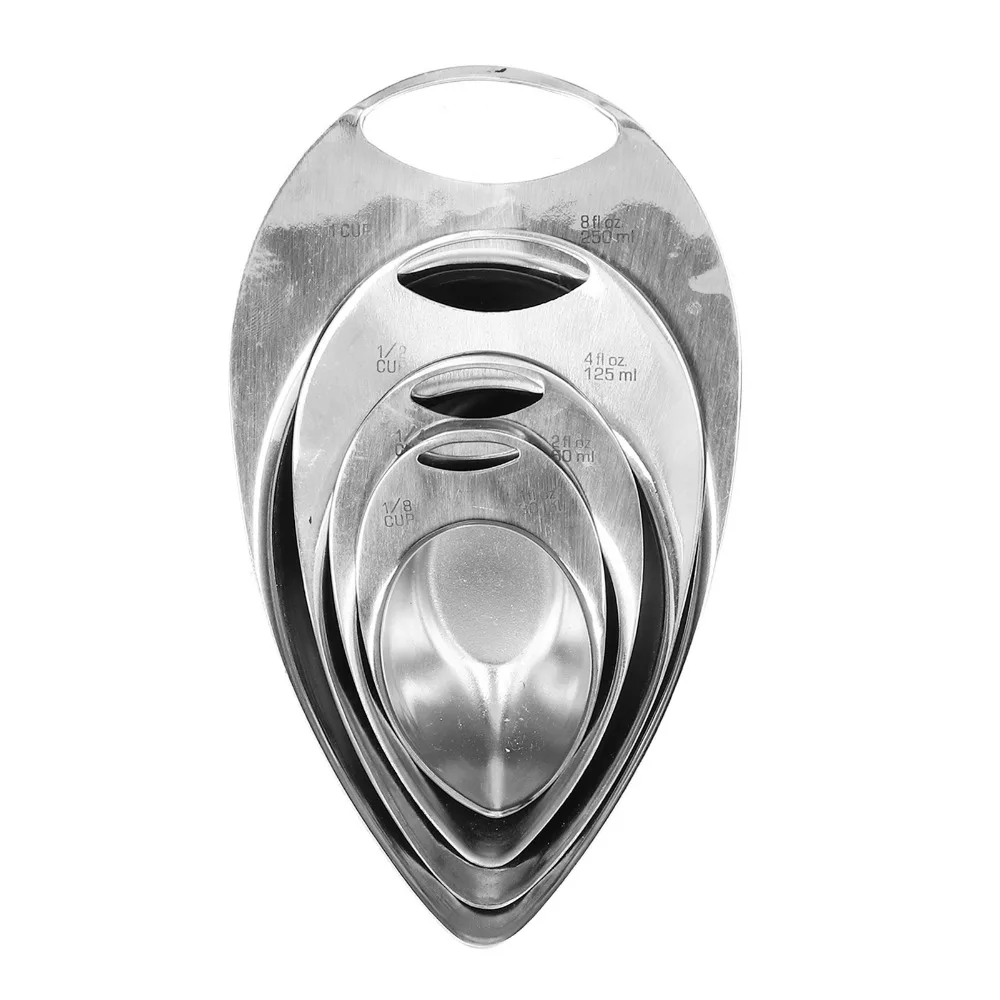 4Pcs Rustless Steel Measuring Spoon Clear Scale Hanging Loop Measuring Tool Multi-size Spoon Set Mirror Polished