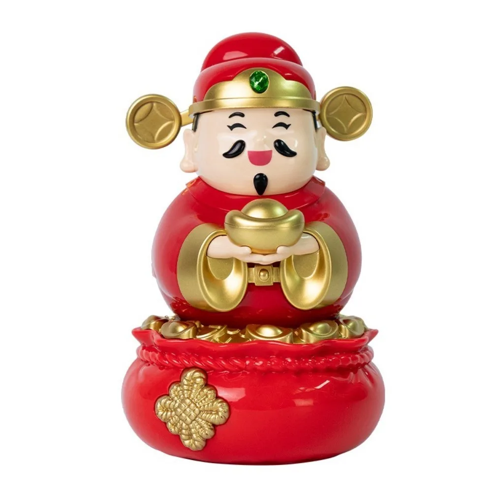 

Chinese Style God Of Fortune Sculpture Auto Shaking Solar Powered God of Wealth Car Ornament ABS Material Cute Appearance