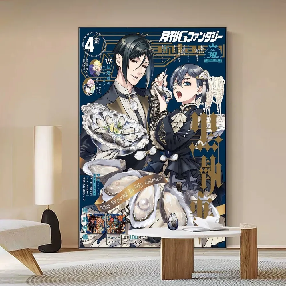 Japanese Classic Cartoon Anime Black Butler Poster Self-adhesive Art Poster Retro Paper Sticker DIY Room Cafe Vintage Decorative