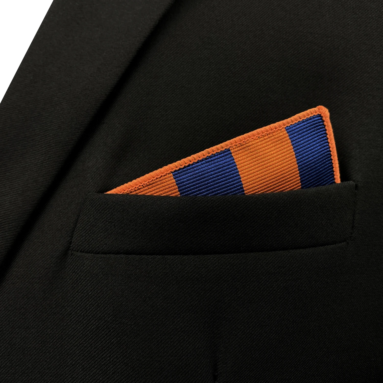 Navy Blue Orange Striped Mens Necktie Set Wedding Dress Brand New Classic Hanky Extra long size