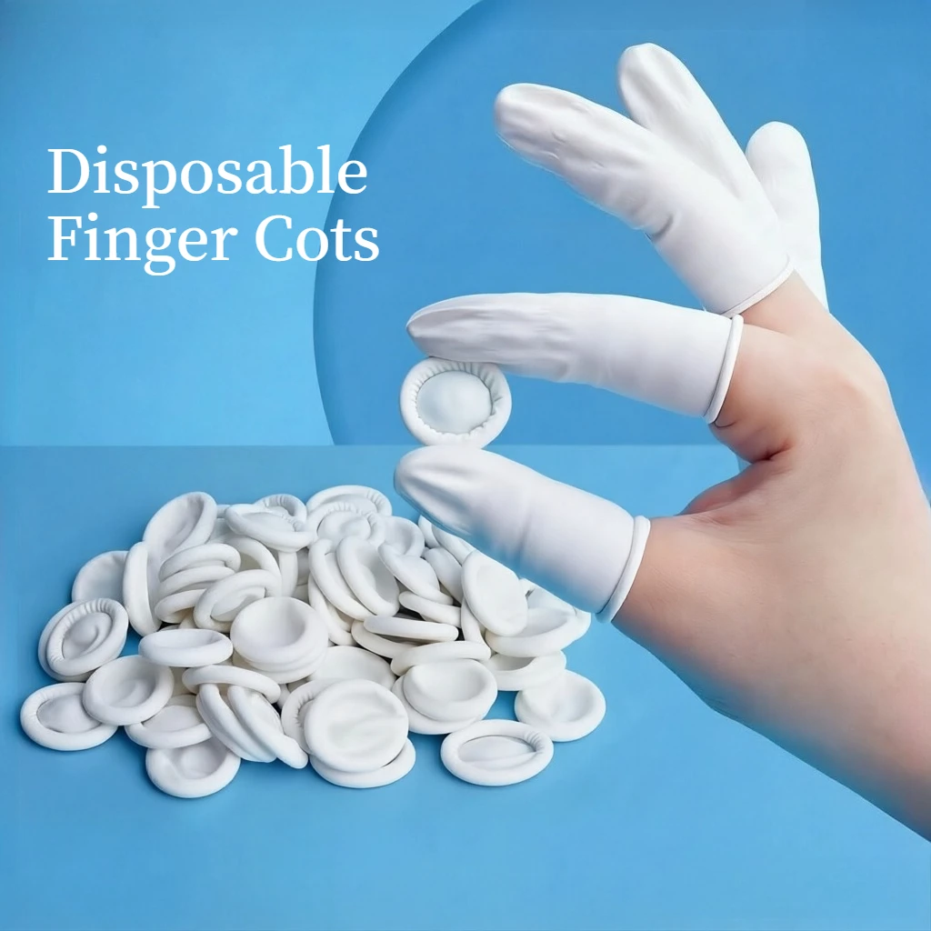 Large Disposable Latex Finger Cots Anti-static Non-slip Powder Free Thickened Rubber Fingertip Protectors Tattoo Tools Beauty