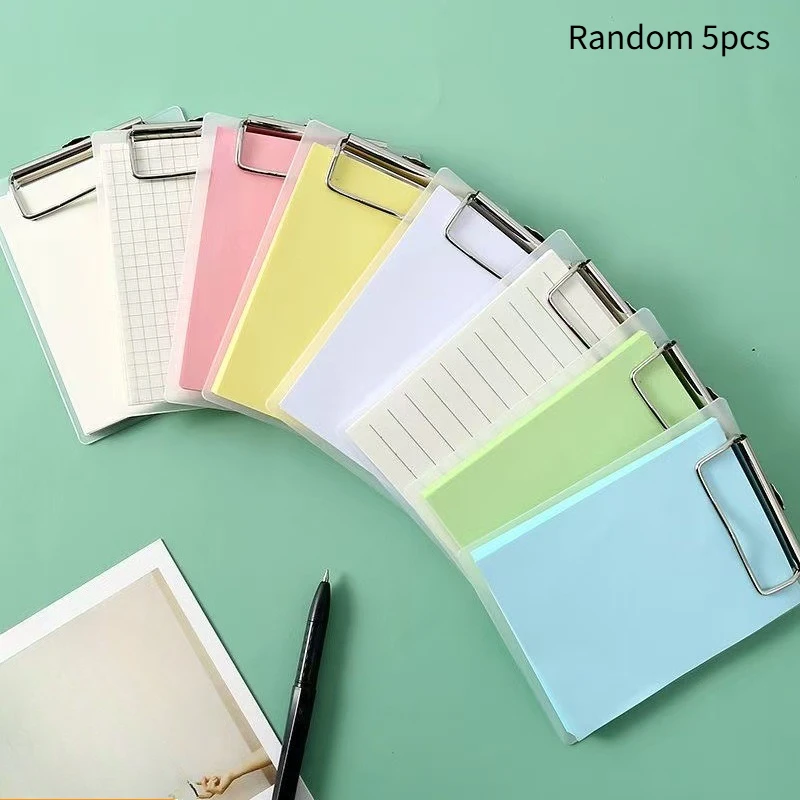 Random 5pcs Mini Clipboard Writing Pad Plastic Clip Board Paper Board With Clip