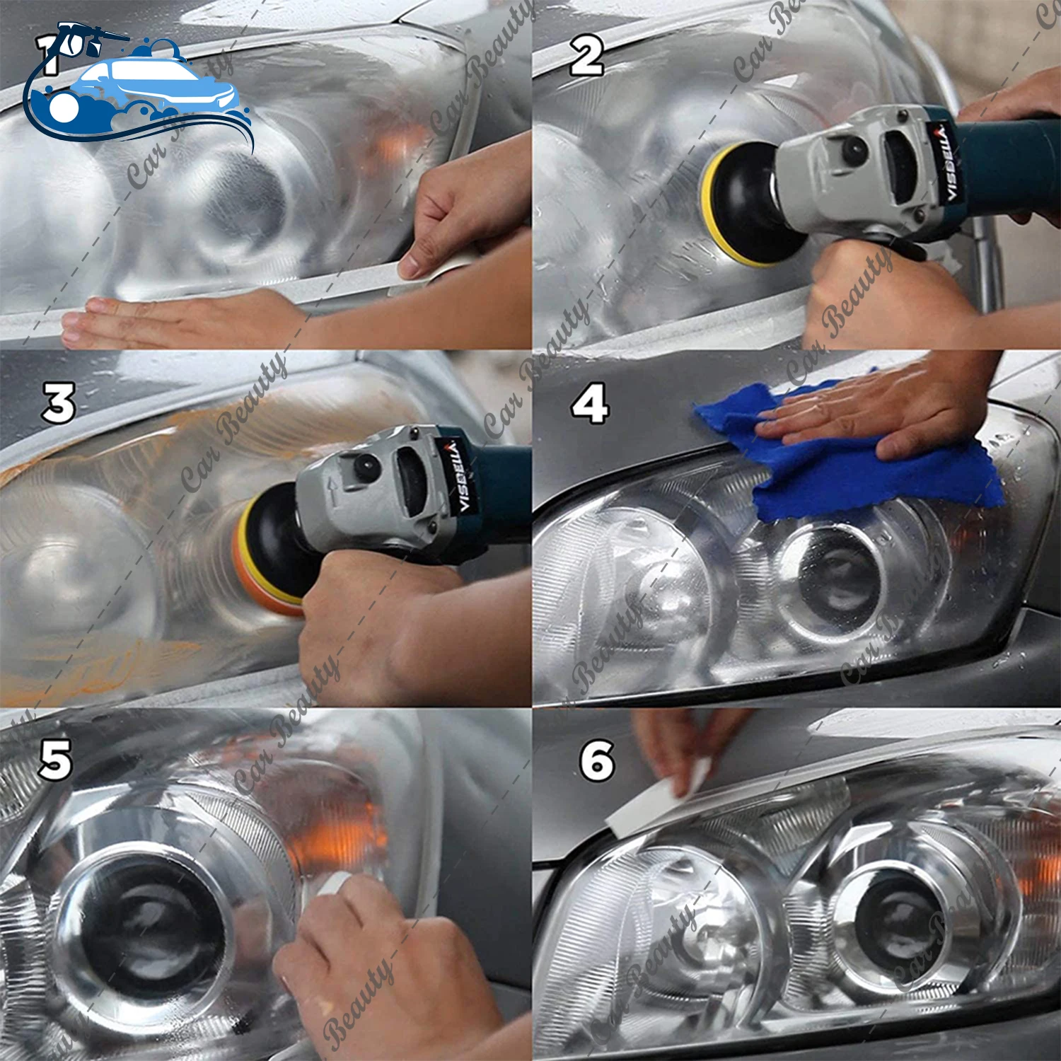 Headlight Repair Cleaner Restorer Kit UV Protective Liquid for Car Care Restoration for Lights Oxidation Hazy Yellow Scratch view 6
