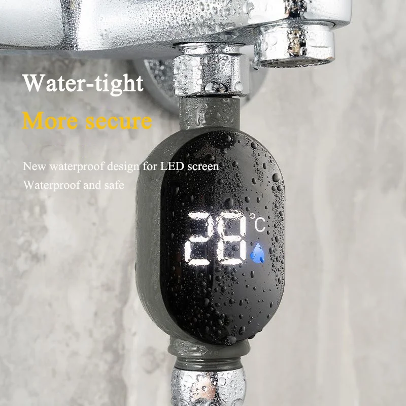 

Home Water Shower Thermometer with Led Display 0℃~99℃ Water Accurate Temperature Measurement Waterproof Smart Meter Bathroom