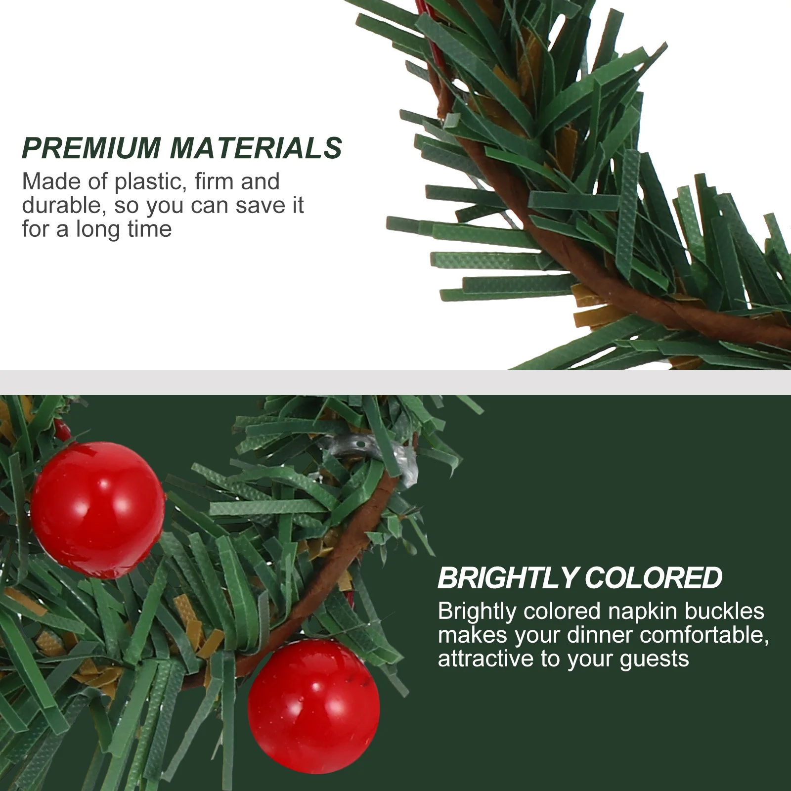 

10Pcs Napkin Ring Christmas Decorative Buckle Red Berry Pine Needle Design for Party Hotel Restaurant Table Decoration