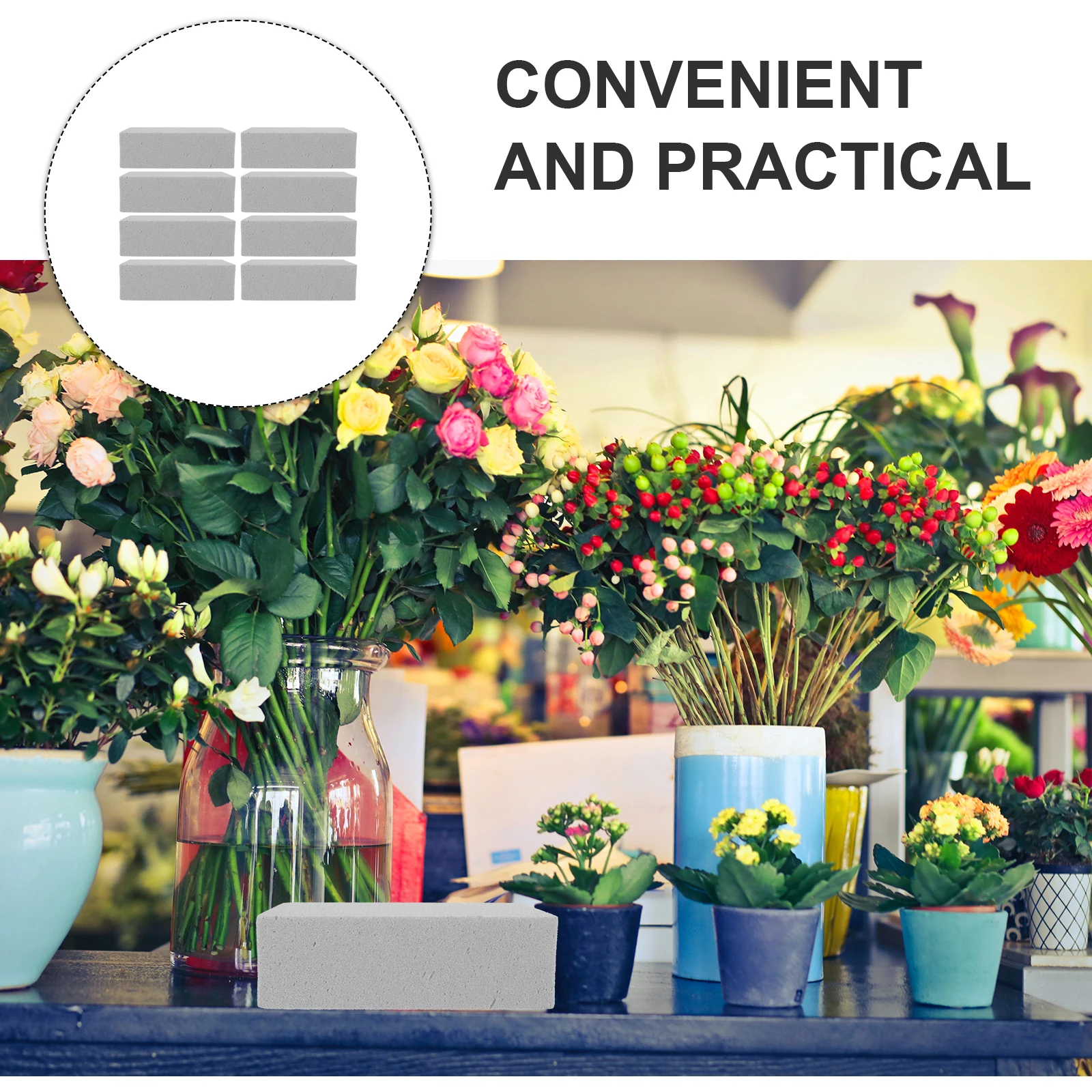 

8 Pcs Grey Simulation Flower Muds High Density Foam Board DIY Floral Art Wedding Decor Dried Arrangement Tools Environmental