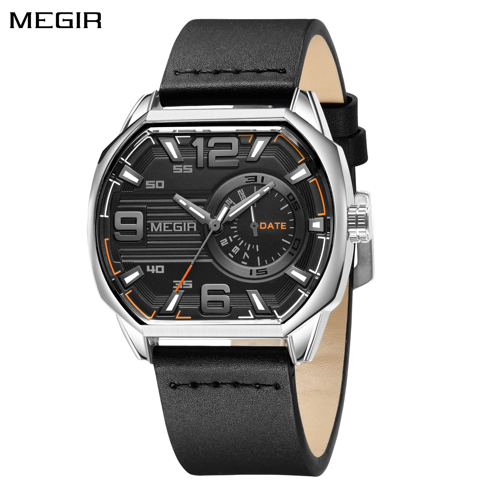 MEGIR Relogios Masculino Fashion Mens Sports Watches Luxury Leather Quartz Wristwatch Man Casual Wrist Watch Clock Montre Homme