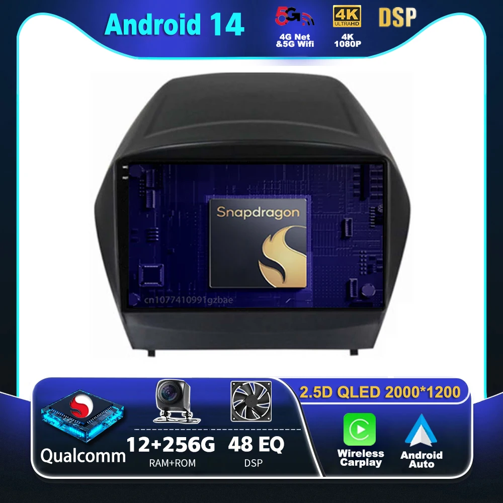 Android 14 Carplay Car Radio For Hyundai Tucson 2 LM IX35 2009 - 2015 Multimedia Video Player Navigation GPS Stereo 2Din DVD DSP