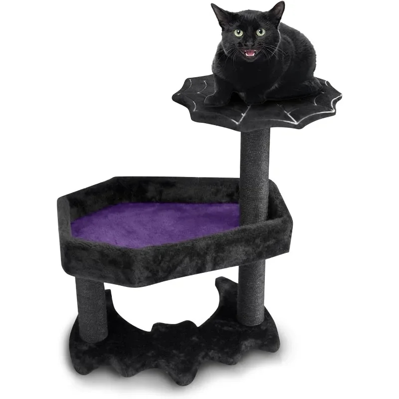 

Gothic Tree with Coffin Bed, Gothic Tower, Coffin Tree with Sisal Scratching Posts for Halloween , Small Size