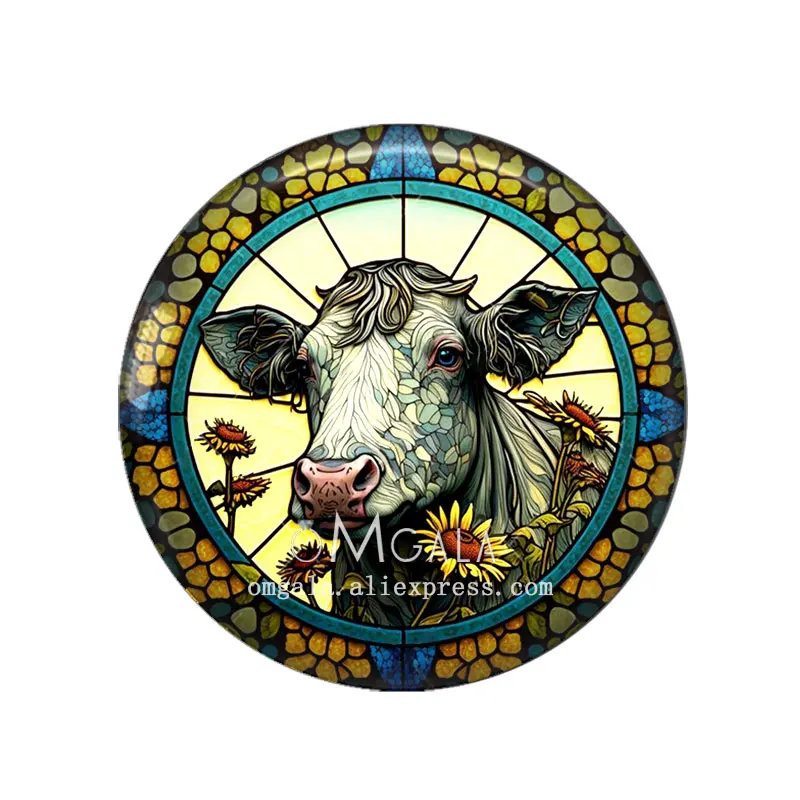 New Dog Cat Horse Owl Wolf Rabbit Cow Bee 10pcs 12mm/18mm/20mm/25mm Round Photo glass cabochon demo flat back Making findings