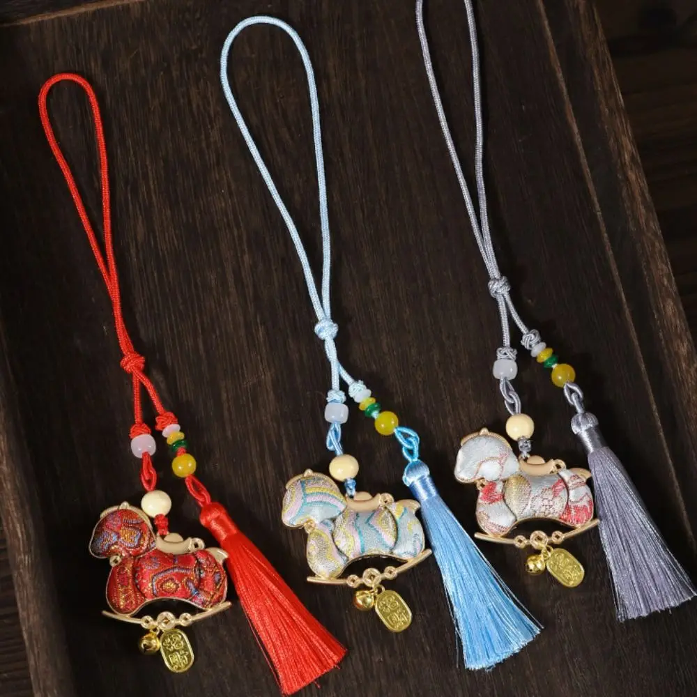 Chinese Style Pony Embroidered Pendant Brocade Satin Horse Hanging Decoration Spring Festival Zodiac