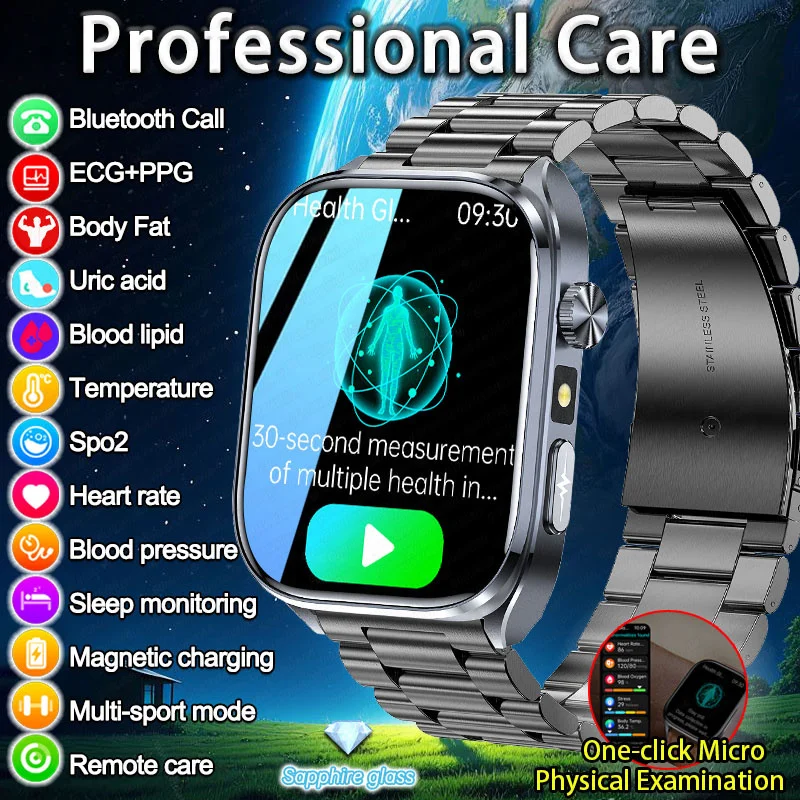 

Смарт-часы с компонентами крови, ЭКГ + PPG, мужские точные часы с мочевой кислотой, липиды, кровяное давление, умные часы, женские часы с Bluetooth-вызовом