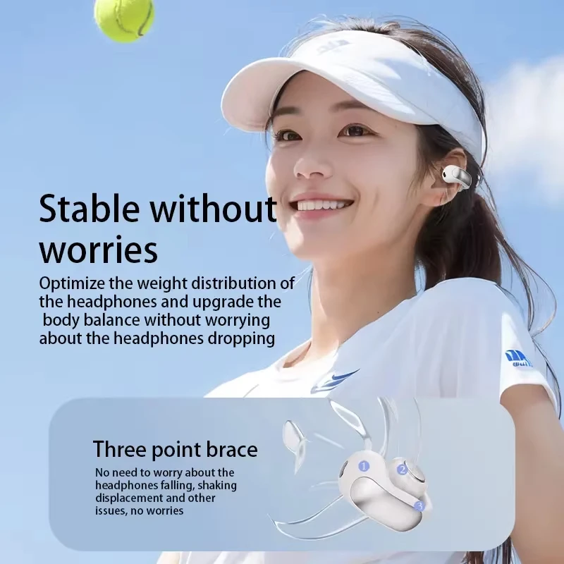 Auriculares Bluetooth inalámbricos V12 con orejas con clip; para deportes, sin caídas; Auriculares estéreo para todos los teléfonos inteligentes