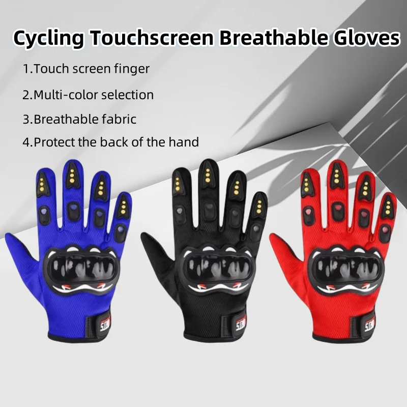 Image of Fahrrad Vollfinger-Handschuhe Männer Touchscreen Outdoor Off-Road-Sport Radfahren Schutz Anti-Fall Motorrad Finger Handschuhe