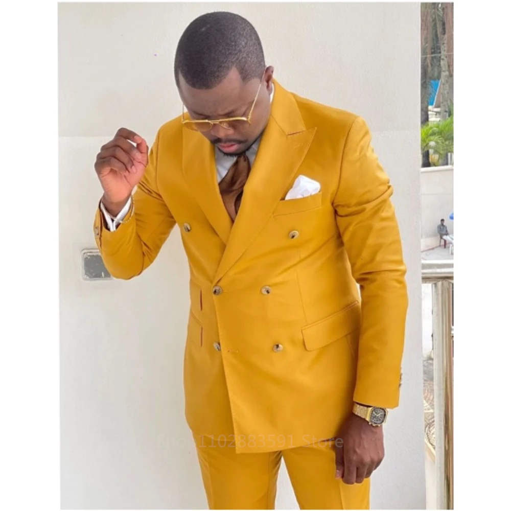 

Formal Mens Suits Slim Fit 2 Pieces Peaked Lapel Wedding Groom Tuxedos Terno Masculino Prom Custom Man Blazer Sets Jacket+Pant